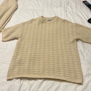 Crochet ivory top with short sleeves new